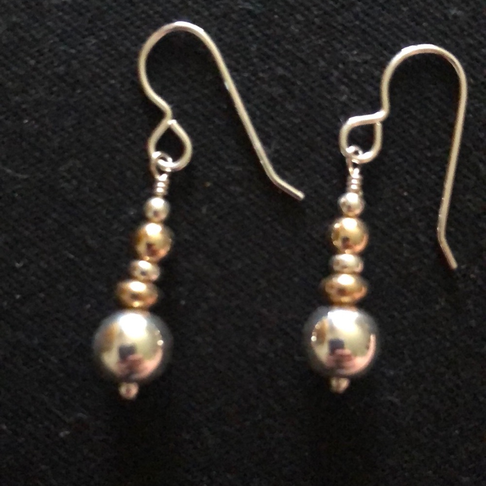 Sterling silver & gold beaded Earrings ~ Handmade